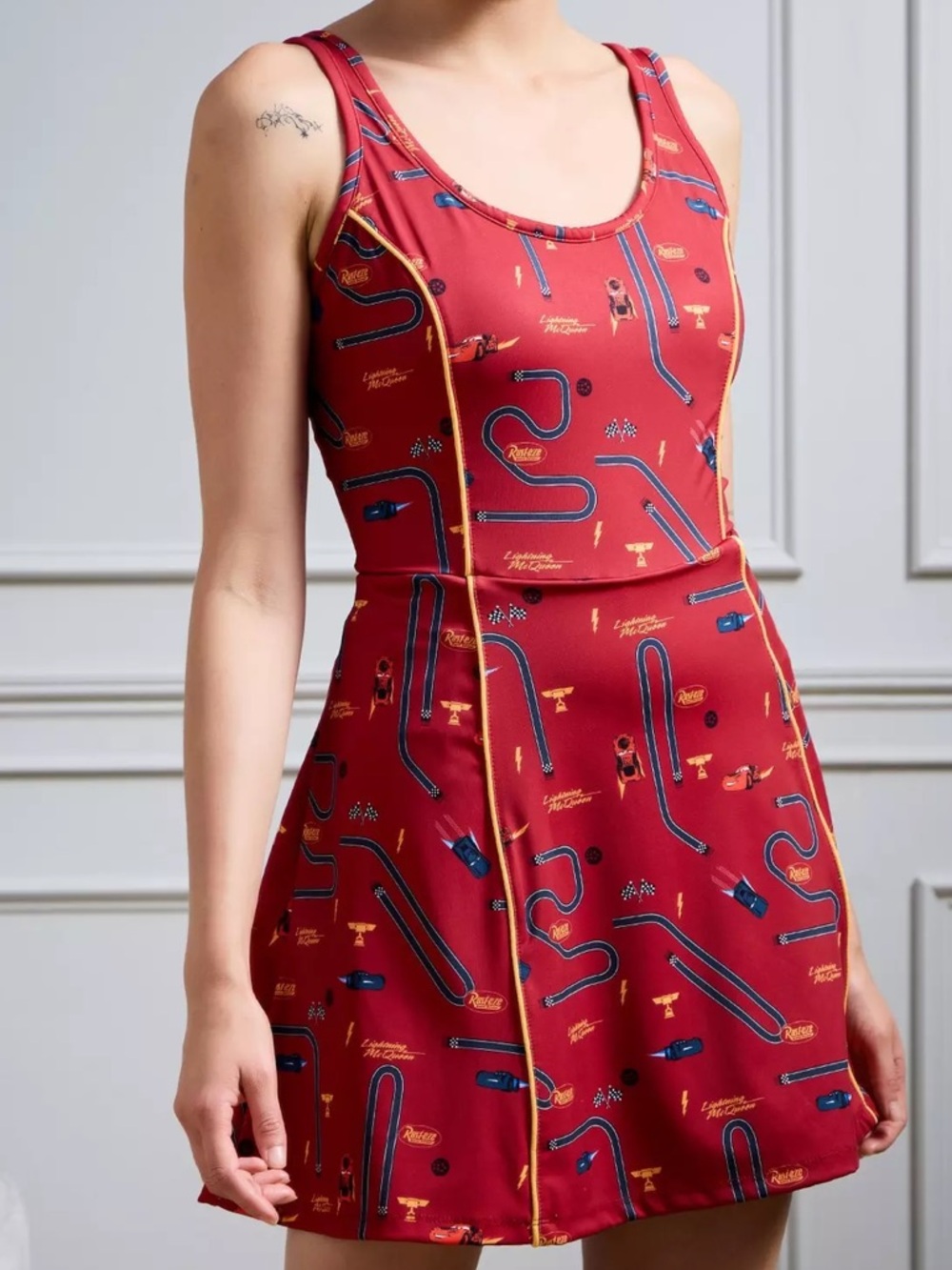 Disney Pixar Cars Lightning McQueen Icons Allover Print Active Dress - BoxLunch